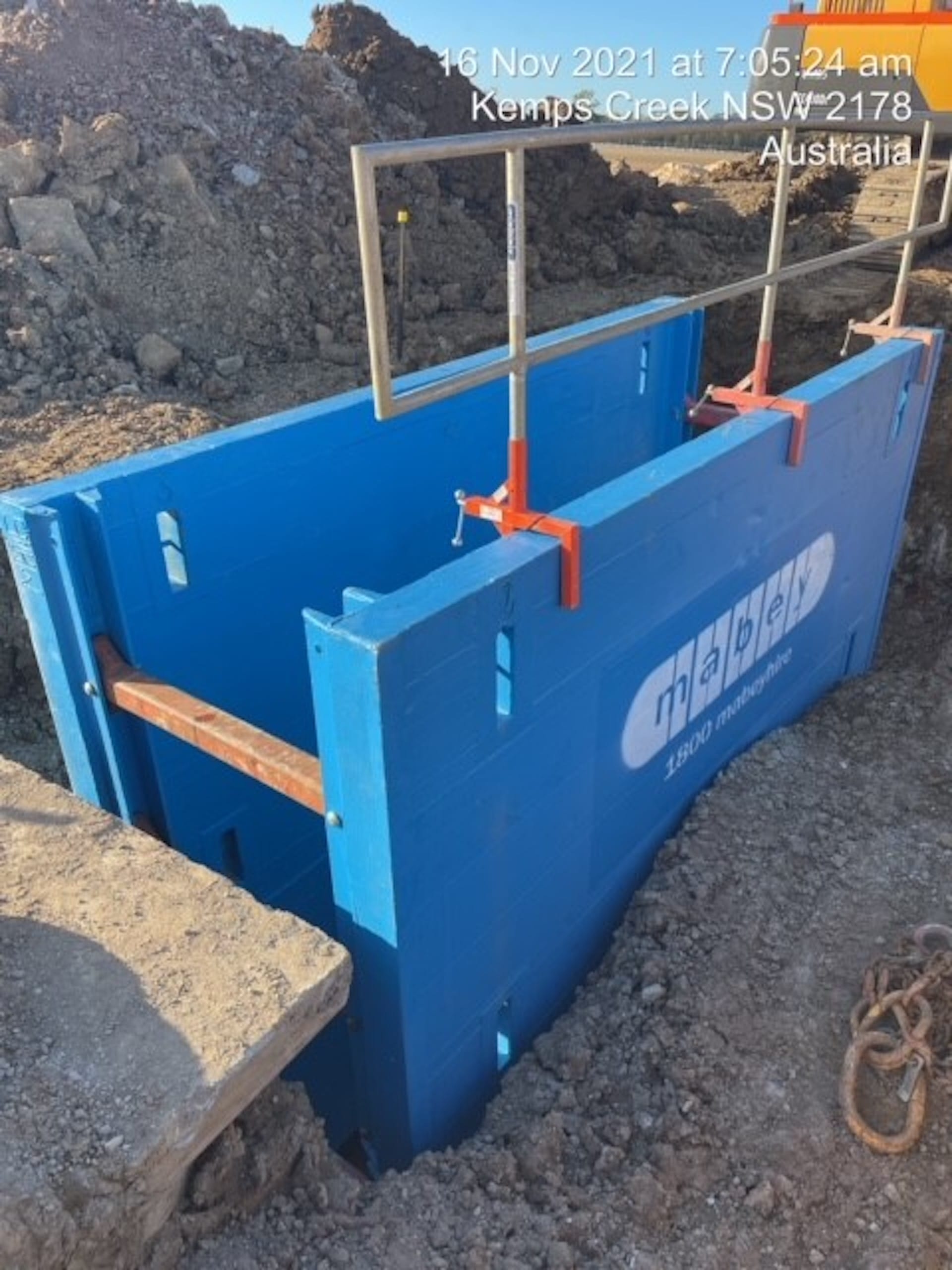 Ultra Shields lightweight trench box installation showing quick strut and pin assembly for faster setup